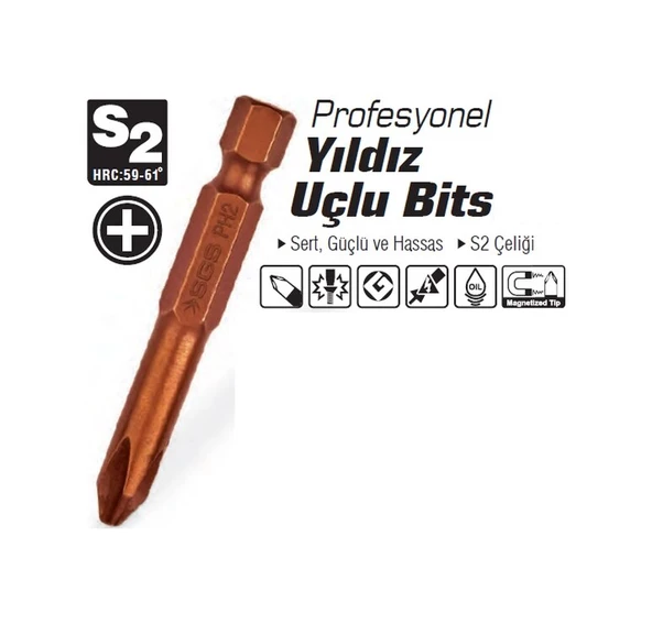 SGS  Profsyonel Yıldız Uçlu Bits Ph2 x 50 Mm - ürün görseli 1