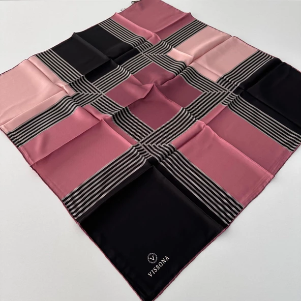 Vissona Twill İpek Eşarp Koyu Pudra IPK4101 ürün görseli 1