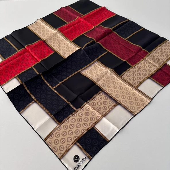 Vissona Twill İpek Eşarp Lacivert IPK4301 ürün görseli 1