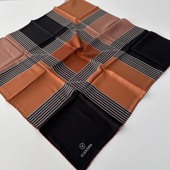 Vissona Twill İpek Eşarp Açık Kahve IPK4108 ürün görseli 1