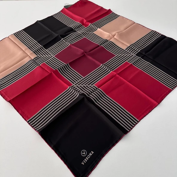 Vissona Twill İpek Eşarp Bordo IPK4102 ürün görseli 1