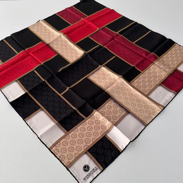 Vissona Twill İpek Eşarp Siyah IPK4311 ürün görseli 1