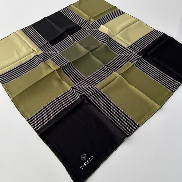Vissona Twill İpek Eşarp Fıstık Yeşili IPK4104 ürün görseli 1