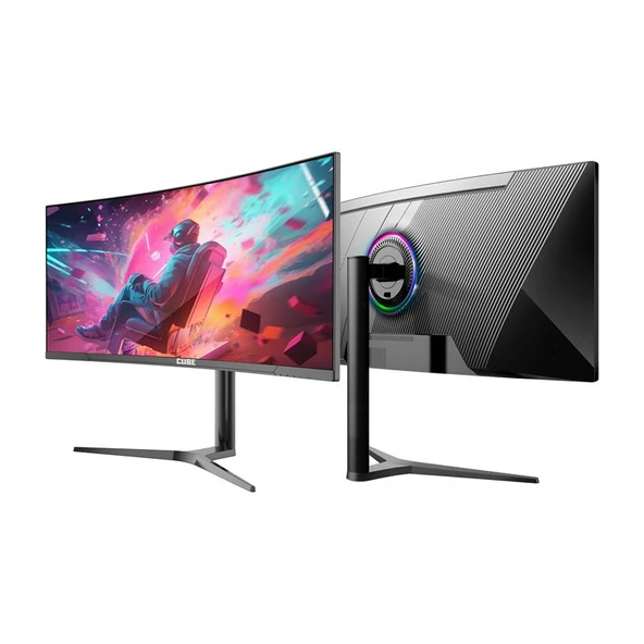 34 CUBE PA-34V165C VA 1MS 165HZ HDMI DP TYPE-C USB 2K WQHD 3440X1440 FREESYNC CURVED YUKSEKLIK AYARI VESA RGB SIYAH GAMI ürün görseli 1