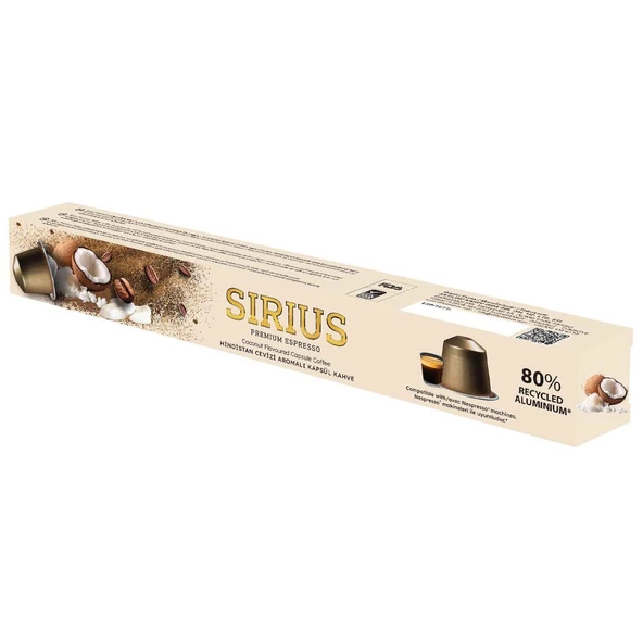 Sirius Premium Hindistan Cevizi Aromalı Kapsül Kahve (Nespresso Uyumlu) - 10 Adet ürün görseli 1