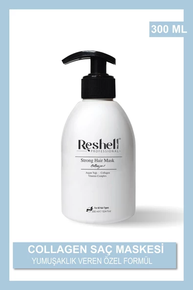 Reshell Kuru Yıpranmış Boyalı Saçlar Için Onarıcı Ve Besleyici Argan Yağlı Kolajen Saç Bakım Maskesi 300 ml ürün görseli 1