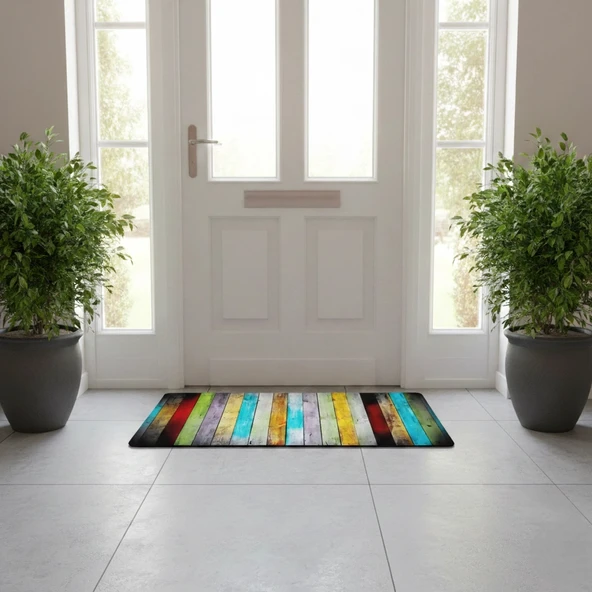Esnature Rustik Ahşap Renkli Kapı Önü Paspası 45x70 Cm - Resim 3
