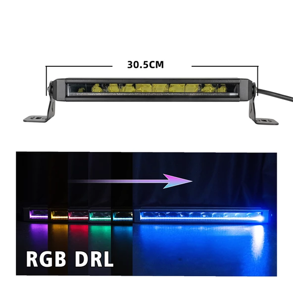 Space Offroad sis lambası 30,5 cm beyaz-sarı gündüz ledli 50w 12-36v adet / LASS360 ürün görseli 1
