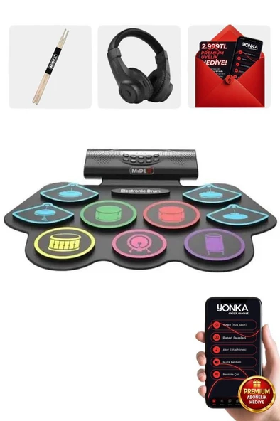 Midex DDX-75 Şarjlı Dijital Davul 9 Ped 2 Ayak Pedalı Bluetooth (Kulaklık Çubuklar Adaptör Full Set) ürün görseli 1