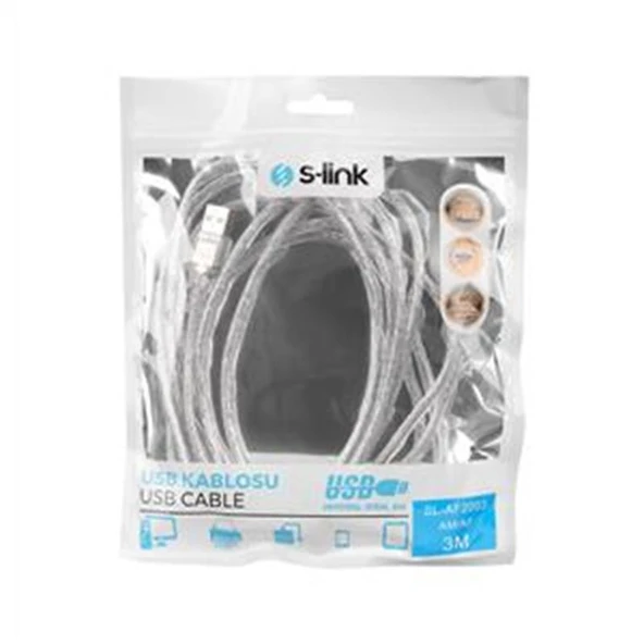 S-LINK SL–AF2003 USB 2.0 3MT ŞEFFAF UZATMA KABLOSU ürün görseli 1