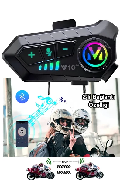 Abbruch Su Geçirmez Bluetooth Motosiklet İntercom Kask Kulaklığı 2000 mah 300Mt 2 li Bağlantı Özelliği ürün görseli 1