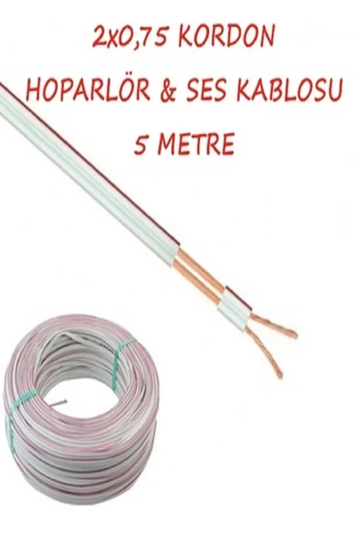 BEYAZ KARS KORDON 2x0,75 Kordon Ses Led Ve Hoparlör Kablosu Şeritli Beyaz Kablo 5 Metre ürün görseli 1