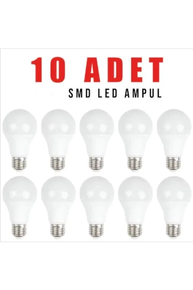 ERA 9 Watt Led Ampul Beyaz Işık 10lu Paket Yerli Üretim 6400k ürün görseli 1