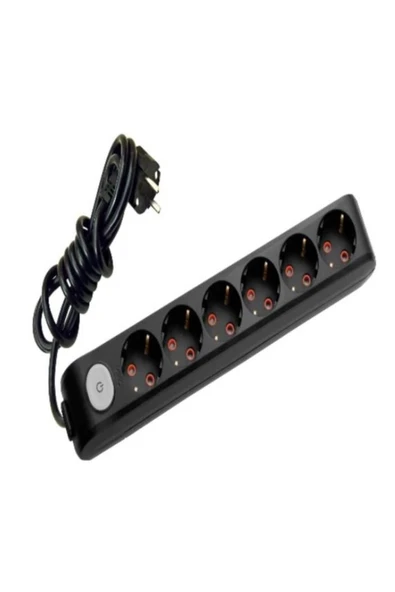 VİKO Viko Multi-let Anahtarlı 6 Lı Priz 3x1,5 Ttr Kabllolu Uzatma 7 Metre Siyah ürün görseli 1