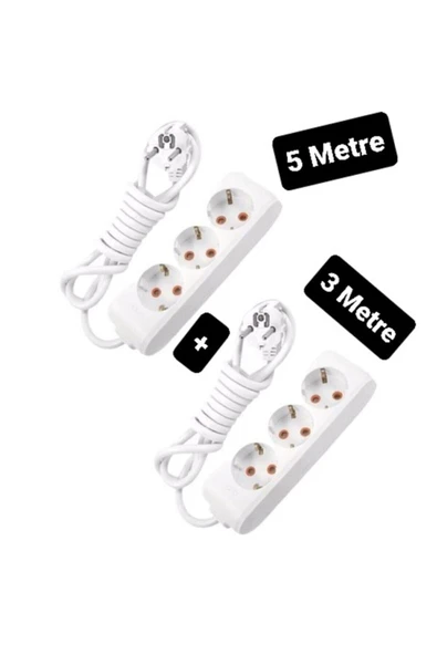 VİKO Multilet Grup Priz Uzatma Kablosu ( 1 Adet 3 Lü Üçlü 3 Mt Metre + 1 Adet 3 Lü Üçlü 5 Mt Metre ürün görseli 1