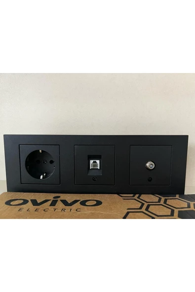 Creative Case Ovivo Siyah 3 Lü Set Topraklı Priz Numeris Uydu 3 Lü Çerçeve ürün görseli 1