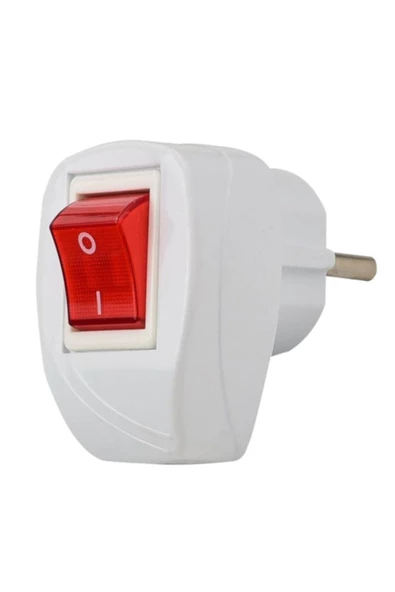 elektrik Topraklı Anahtarlı Tekli Erkek Fiş Kablosuz Beyaz ürün görseli 1