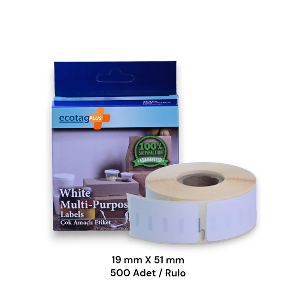Ecotagplus Dymo Lw Muadili Çok Amaçlı Etiket 19 mm x 51 mm 500 Adet ürün görseli 1