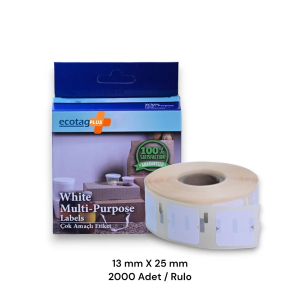 Ecotagplus Dymo Lw Muadili Çok Amaçlı Etiket İki Yüz 13 mm x 25 mm - 2000 Adet ürün görseli 1