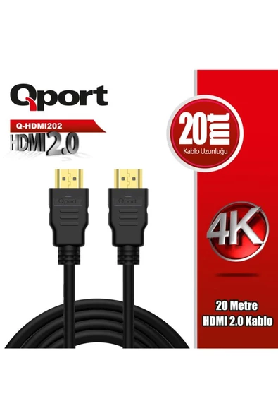 Q-hdmı202 Altın Uçlu 20 Metre 4k Hdmı2.0 Kablo ürün görseli 1