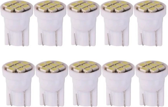 Balp 10 Adet Süper Güçlü Mini T10 LED 8 Ledli 12 Volt Mini T10 LED Turuncu Renk ürün görseli 1