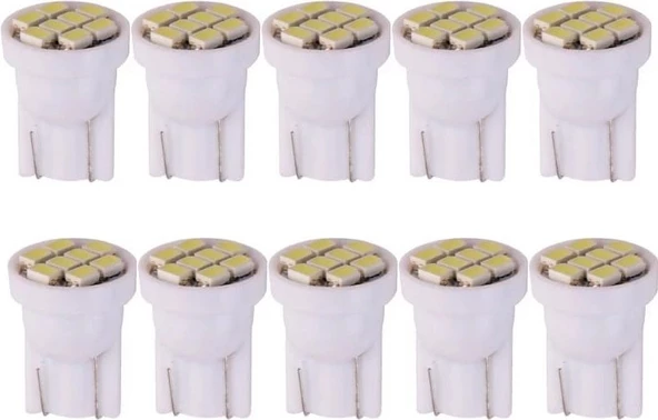 Balp 10 Adet Süper Güçlü Mini T10 LED 8 Ledli 12 Volt Mini T10 LED Mavi Renk ürün görseli 1