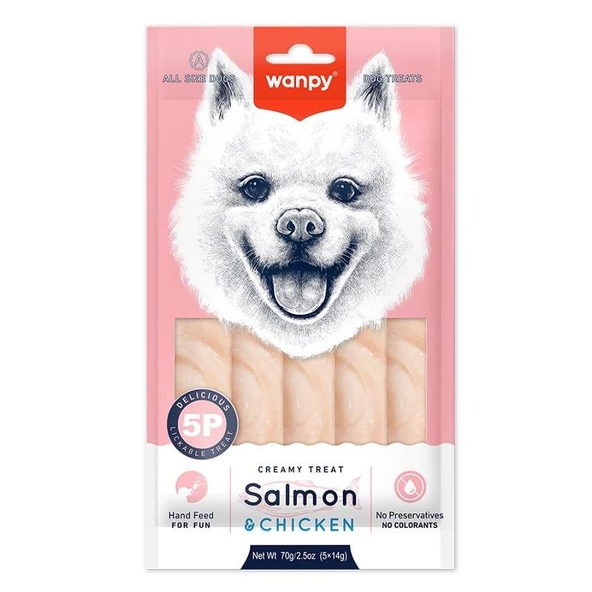 Wanpy Somonlu&Tavuklu Krema Köpek Ödülü 5x14 gr ürün görseli 1