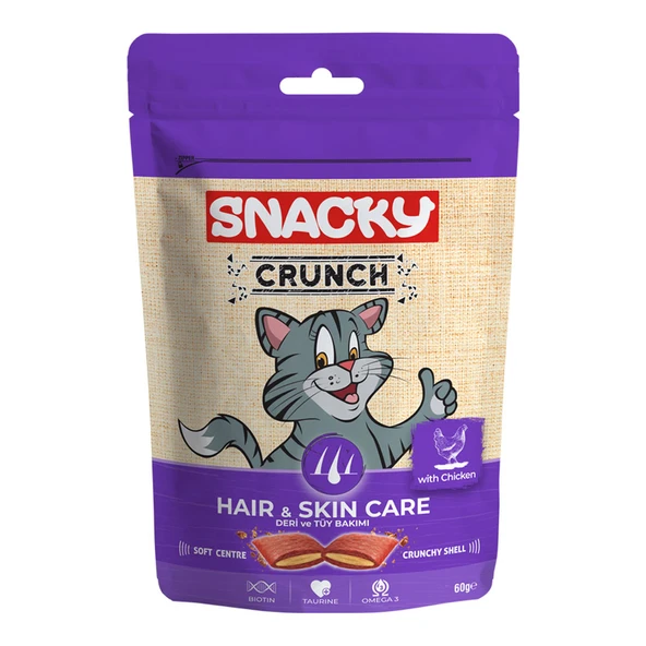 Snacky Crunch Hair&Skin Care Deri ve Tüy Bakımı için Tavuklu Kedi Ödül Maması 60gr ürün görseli 1