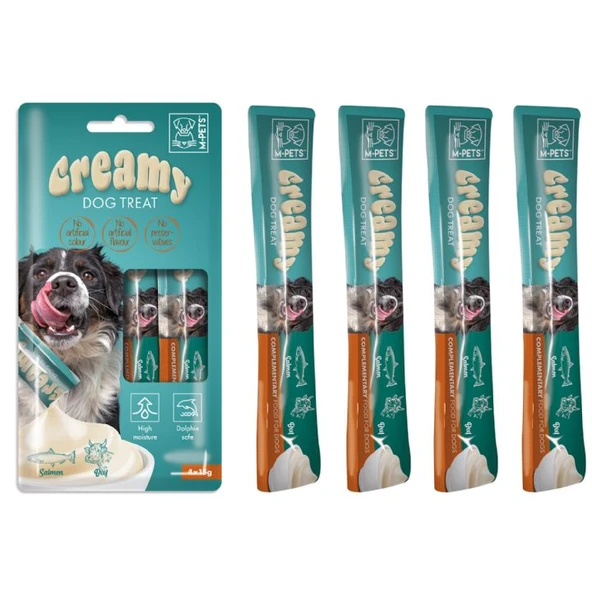 19039299 M-pets Köpek Ödülü Creamy Somon Balikli Biftekli 4x15gr ürün görseli 1