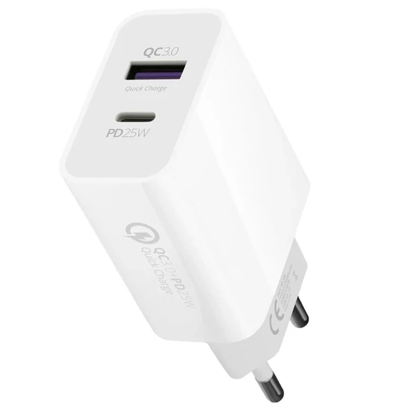 HW25 Usb 3.0 / Type-C 25W 3.0 A Hızlı Şarj Aleti Başlığı PD25W ürün görseli 1