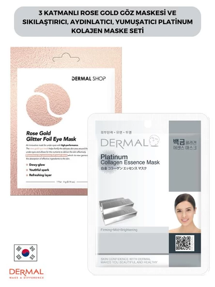 3 Katmanlı Rose Gold Göz Maskesi ve Sıkılaştırıcı, Aydınlatıcı, Yumuşatıcı Platinum Kolajen Maske Seti ürün görseli 1