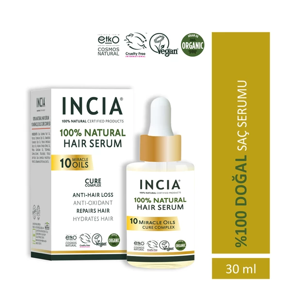 INCIA %100 Doğal Saç Bakım Serumu Biberiye Yağı 10 Değerli Yağ 30 ml ürün görseli 1