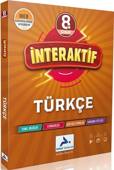 Paraf Yayınları 8. Sınıf İnteraktif Türkçe Soru Kütüphanesi ürün görseli 1