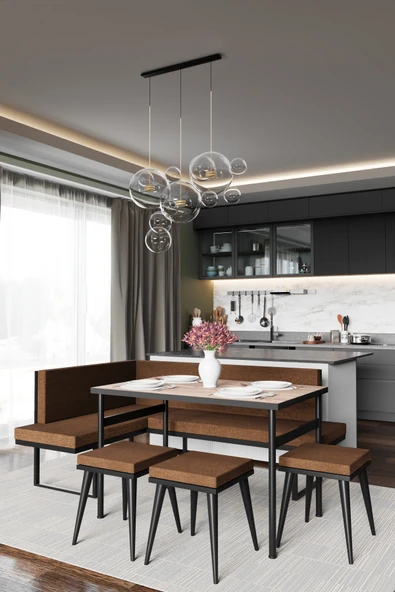 Wood House PAMİR KÖŞE TAKIMI KAHVE-CEVİZ  (MUTFAK,BAHÇE,BALKON,OTURMA ODASI) ürün görseli 1