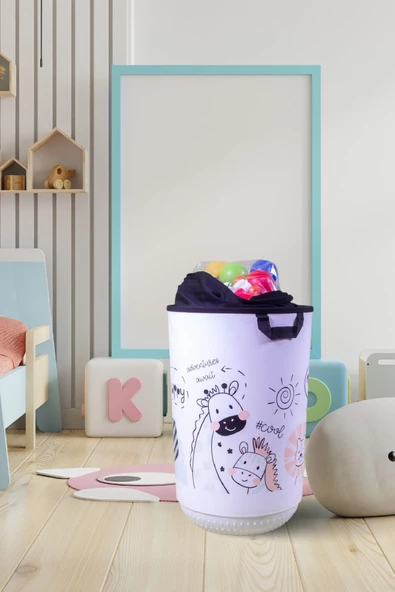 Qoja Kese 40 L Cute Animals Desenli Çok Amaçlı Çamaşır Ve Oyuncak Sepeti ürün görseli 1