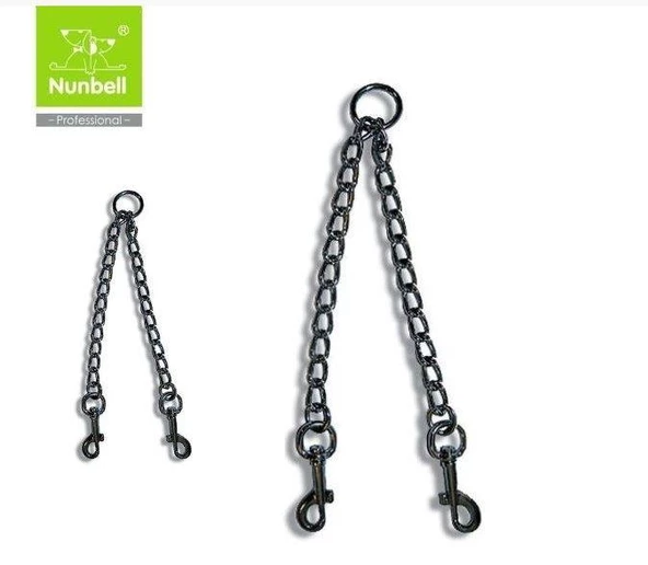 Nunbell Köpek Gezdirme İkili Zincir 3,5cm ürün görseli 1
