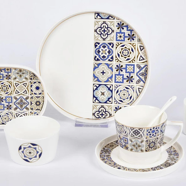 Vitale Karışık Desenli New Bone 32 Parça Kahvaltı Takımı MTFK.0122 ürün görseli 1