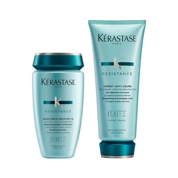 Kerastase Resistance Ciment Anti Usure Saç Kremi 200 ml + Resistance Bain De Force Architecte Şampuan 250 ml ürün görseli 1