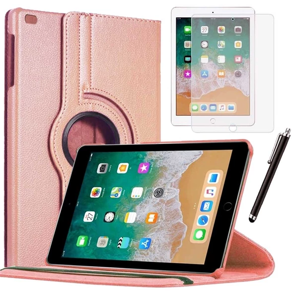 Apple iPad 5 Nesil / 6 Nesil Kılıf Ekran Koruyucu Ve Kalem Set Rose Gold ürün görseli 1