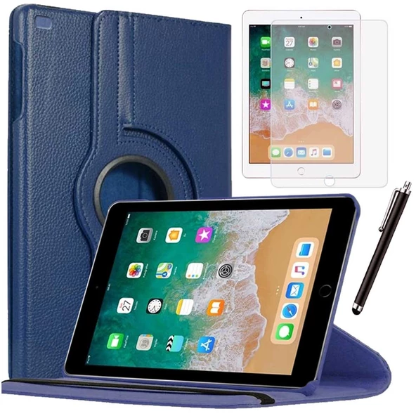 Apple iPad 5 Nesil / 6 Nesil Kılıf Ekran Koruyucu Ve Kalem Set Lacivert ürün görseli 1