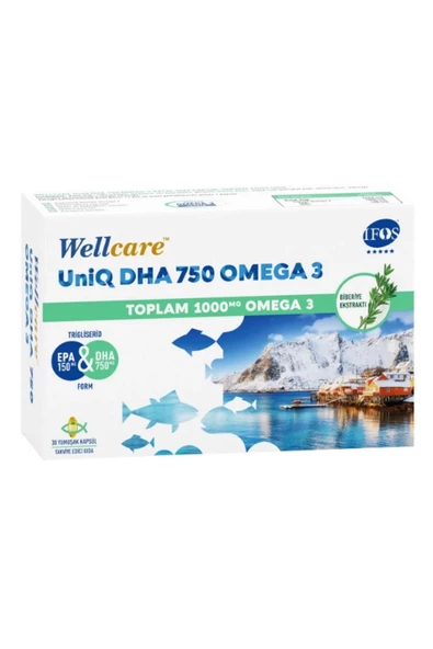 Wellcare UniQ DHA 750 Omega 3 Balık Yağı 30 Kapsül ürün görseli 1