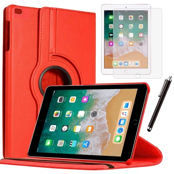 Apple iPad 5 Nesil / 6 Nesil Kılıf Ekran Koruyucu Ve Kalem Set Kırmızı ürün görseli 1