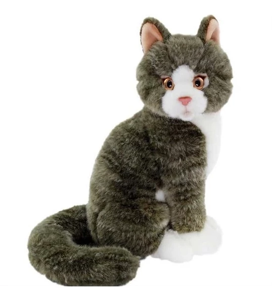 Animals Of The World Oturan Gri Kedi 22 cm Peluş Oyuncak 20888 ürün görseli 1