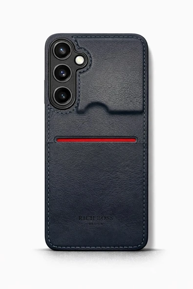 Samsung Galaxy A24 Kartlıklı Rich Boss Lüx Deri Kılıf Lacivert ürün görseli 1