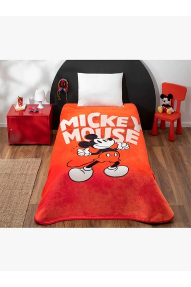 taç Lisanslı Battaniye Mickey Mouse Classic Red Tek Kişilik ürün görseli 1