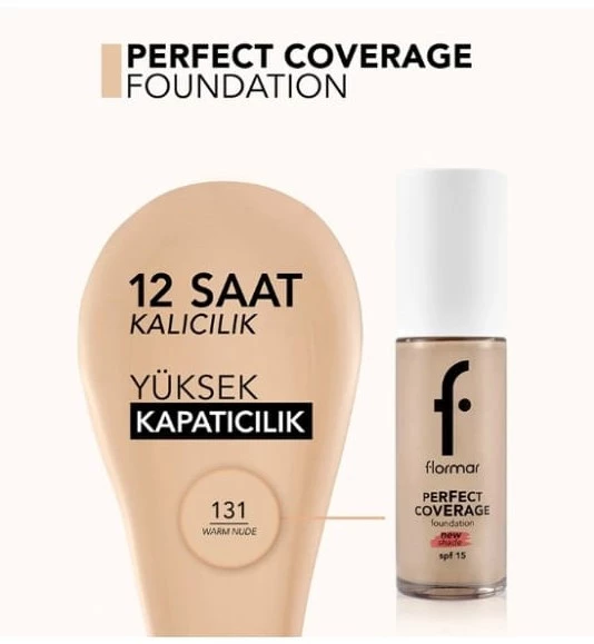 Flormar Perfect Coverage Foundation 131 Warm Nude - Resim 3