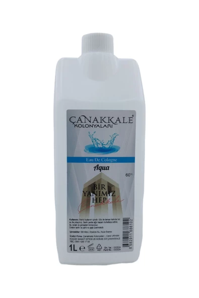 (Şeffaf Renksiz) Aqua (OKYANUS) Kolonyası - 1 Litre - Korumalı Kapak - Yeni Model ürün görseli 1