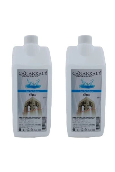 (Şeffaf Renksiz) - 2 Adet Aqua (OKYANUS) Kolonyası - Litrelik - Korumalı Kapak - Yeni Model ürün görseli 1