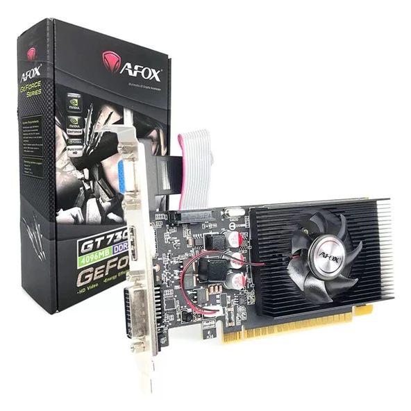 AFOX GT730 4GB AF730-4096D3L6 DDR3 128bit HDMI DVI PCIe 16X v2.0 ürün görseli 1