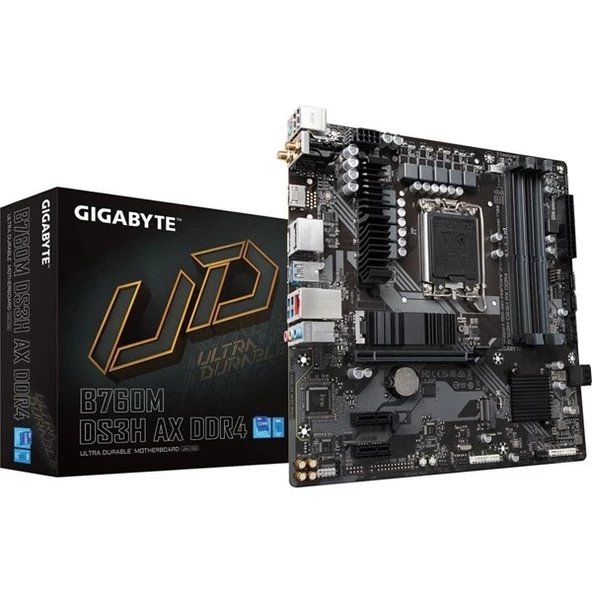 GIGABYTE B760M-DS3H AX WIFI-6 DDR4 HDMI-DP PCIE 4.0 1700p mATX ürün görseli 1